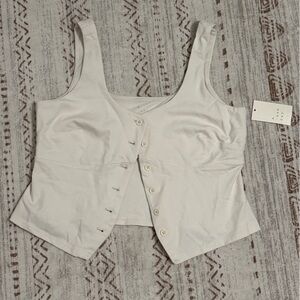 A New Day White/Cream Button-Up Crop Top